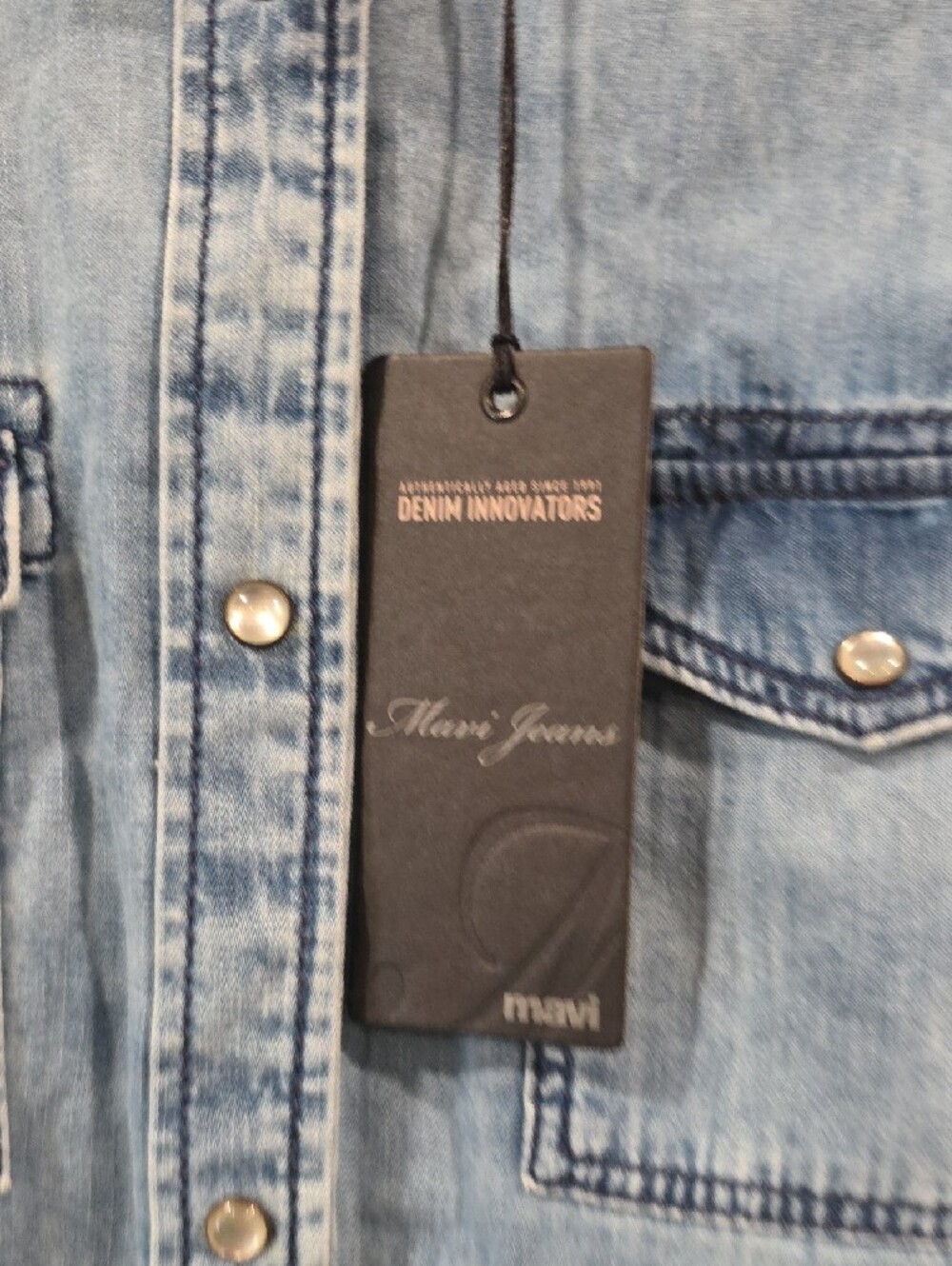 Mavi Sleeveless Light Blue Denim Shirt Dress with Patch Pockets - Picture 4 of 8
